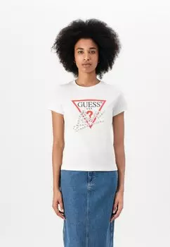 Футболка с принтом PEARLS LOVE TRIANGLE TEE Guess, белый