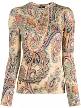 Футболка с принтом пейсли ETRO, бежевый