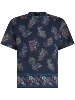 Футболка с принтом пейсли ETRO, синий