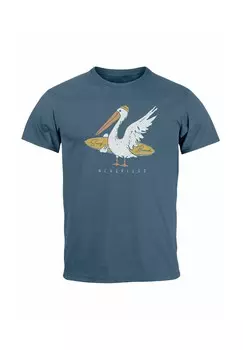 Футболка с принтом PELIKAN SURFER SURFBOARD FASHION STREETSTYLE Neverless, синий
