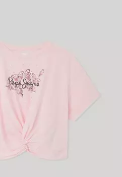 Футболка с принтом Pepe Jeans, фуксия