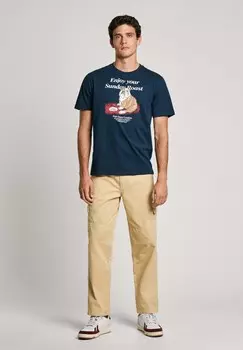 Футболка с принтом Pepe Jeans, темно-синий