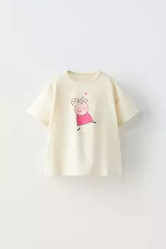 Футболка с принтом peppa pig ZARA, экрю