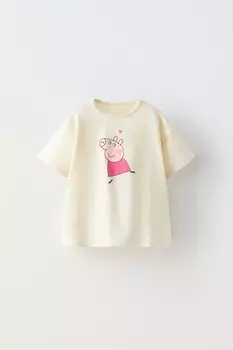 Футболка с принтом peppa pig ZARA, экрю