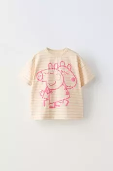 Футболка с принтом peppa pig ZARA, бежевый