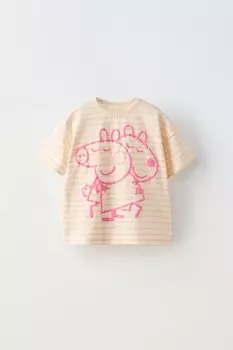 Футболка с принтом peppa pig ZARA, цвет striped