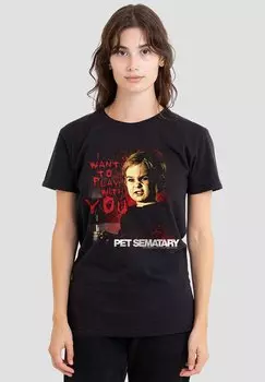 Футболка с принтом PET SEMATARY I WANT TO PLAY Cotton Soul, черный