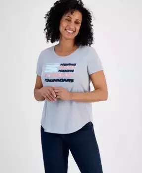 Футболка с принтом Petite Graphic Perfect Crewneck Style & Co, серый