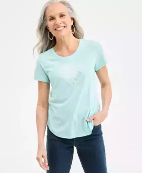 Футболка с принтом Petite Graphic Perfect Crewneck Style & Co, синий