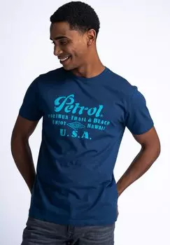Футболка с принтом Petrol Industries, цвет petrol blue