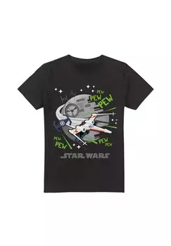 Футболка с принтом PEW PEW XWING Star Wars, черный