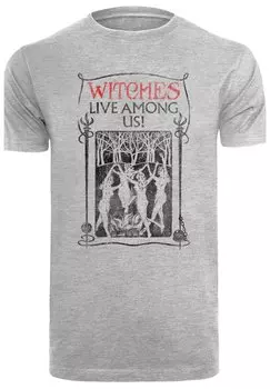 Футболка с принтом PHANTASTISCHE TIERWESEN WITCHES LIVE AMONG US F4NT4STIC, серый