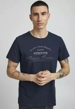 Футболка с принтом PILLO Blend, темно-синий