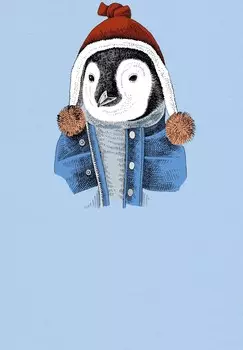 Футболка с принтом PINGUIN watapparel, светло-голубой