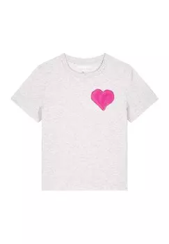 Футболка с принтом PINK HEART Watapparel, цвет cool heather grey