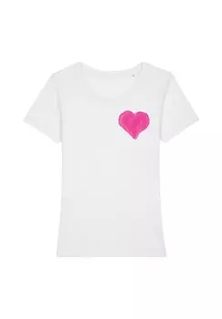 Футболка с принтом PINK HEART Watapparel, цвет white