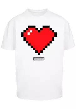 Футболка с принтом PIXEL HERZ GOOD HAPPY PEOPLE F4NT4STIC, белый