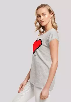Футболка с принтом PIXEL HERZ VIBES HAPPY PEOPLE F4NT4STIC, серый