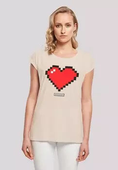 Футболка с принтом PIXEL HERZ VIBES HAPPY PEOPLE F4NT4STIC, песочный