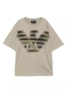 Футболка с принтом пиксельного орла Emporio Armani Kids, нейтральный цвет