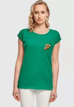 Футболка с принтом PIZZA COMIC EXTENDED SHOULDER Merchcode, цвет forest green