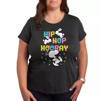Футболка с принтом "Plus peanuts snoopy hip hop hooray" Licensed Character, серый