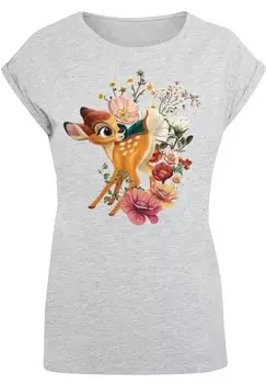 Футболка с принтом PLUS SIZE DISNEY BAMBI MEADOW F4NT4STIC, серый