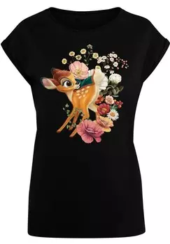 Футболка с принтом PLUS SIZE DISNEY BAMBI MEADOW F4NT4STIC, черный