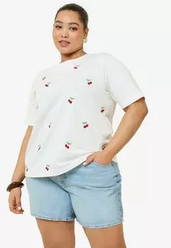 Футболка с принтом PLUS SIZE FIT - SHORT SLEEVE EMBROIDERED Friends Like These, бежевый