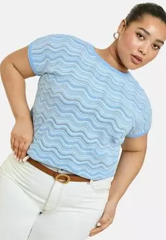 Футболка с принтом PLUS SIZE FIT - STRIPE STITCH SPARKLY Lipsy, синий