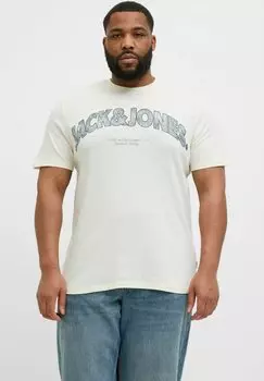 Футболка с принтом PLUS SIZE Jack & Jones, кремовый