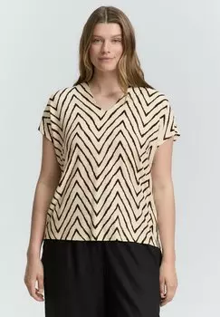 Футболка с принтом PLUS SIZE MIT V-AUSSCHNITT TOM TAILOR, бежевый