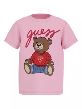 Футболка с принтом плюшевого мишки для детей Guess Kids, розовый