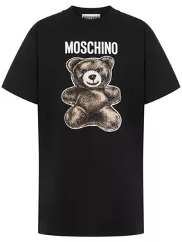 Футболка с принтом плюшевого мишки Moschino, черный