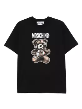Футболка с принтом плюшевого мишки Moschino, черный