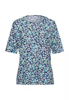 Футболка с принтом по всей поверхности, цветочная, женская RABE, цвет Aquablau
