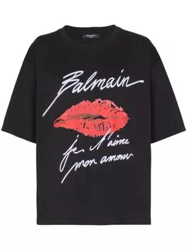 Футболка с принтом «Поцелуй» Balmain, черный