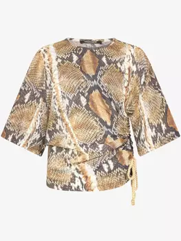 Футболка с принтом под змеиную кожу Roberto Cavalli, коричневый