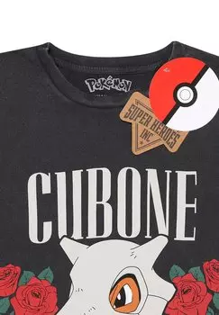 Футболка с принтом Pokmon Cubone Pokemon, кислотно-коричневая черная