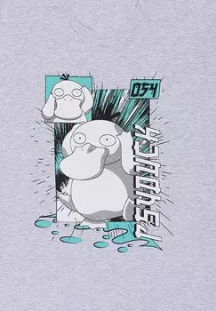 Футболка с принтом POKMON CYDUCK SQUARE Pokemon, цвет Mottled Light Grey