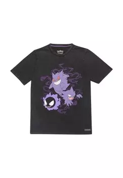 Футболка с принтом Pokmon Ghosts Pokemon, кислотно-коричневая черная