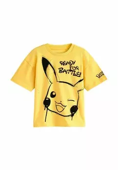 Футболка с принтом POKMON LICENSE SHORT SLEEVE, REGULAR FIT Next, желтый
