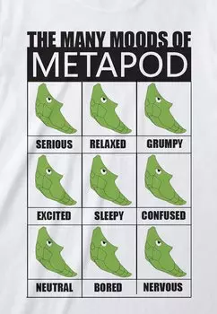Футболка с принтом Pokmon Many Moods Of Metapod Pokemon, белая