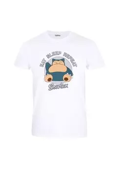 Футболка с принтом Pokmon Snorlax Eat Sleep Repeat Pokemon, белая