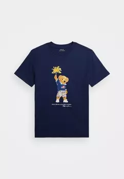 Футболка с принтом POLO BEAR COTTON JERSEY T-SHIRT Ralph Lauren, темно-синий