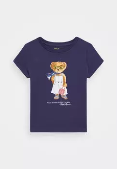 Футболка с принтом POLO BEAR COTTON JERSEY TEE Polo Ralph Lauren, темно-синий