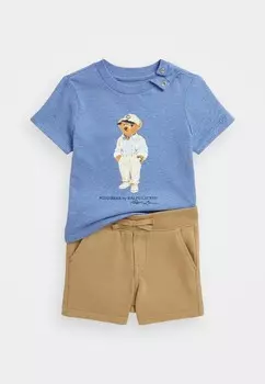 Футболка с принтом POLO BEAR JERSEY TEE & TERRY SHORT SET Ralph Lauren, синий