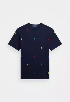 Футболка с принтом Polo Ralph Lauren, изысканная темно-синяя основа
