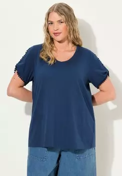 Футболка с принтом POM POM COLD SHOULDER Ulla Popken, темно-синий