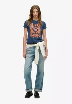 Футболка с принтом POP ARCHIVE SUPER Superdry, темно-синий